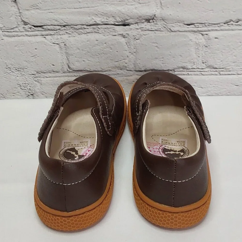 LIVIE & LUCA 'RUCHE CLASSIC' PEBBLED LEATHER MARY-JANE SHOES RICH~MOCHA NEW - Picture 4 of 16